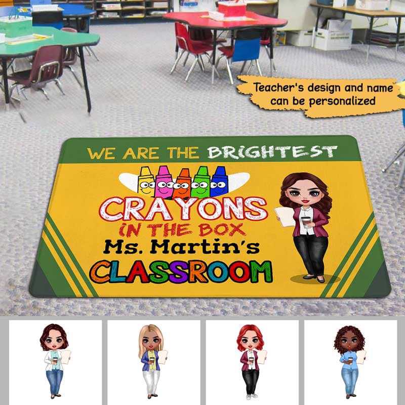 Brightest Crayons In The Box Teacher Personalized Doormat