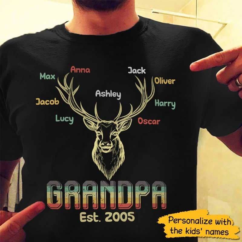 Grandpa Deer Hunter Retro Personalized Shirt