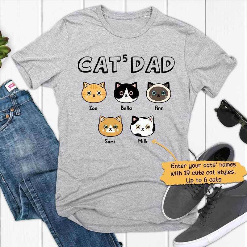 Cat Parent Cat Face Personalized Cat Dad Shirt