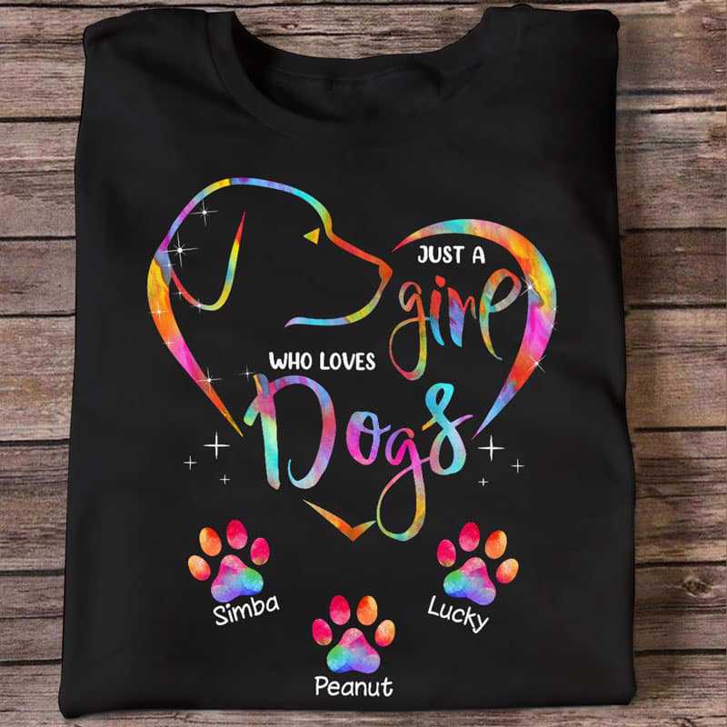 Colorful Dog Lovers Heart Paw Personalized Shirt