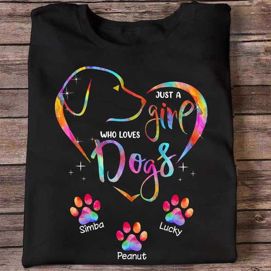 Colorful Dog Lovers Heart Paw Personalized Shirt