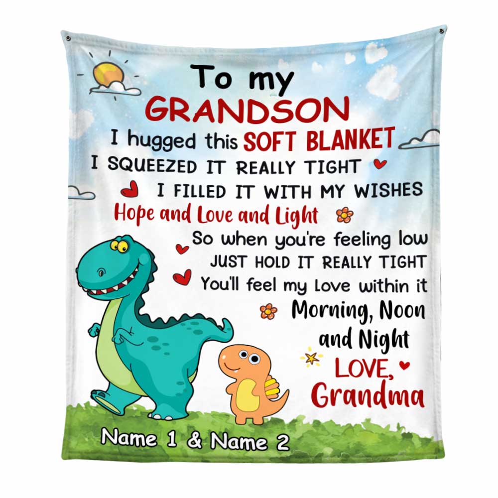 Mom Grandma Granddaughter Grandson Dinosaur Personalized Blanket