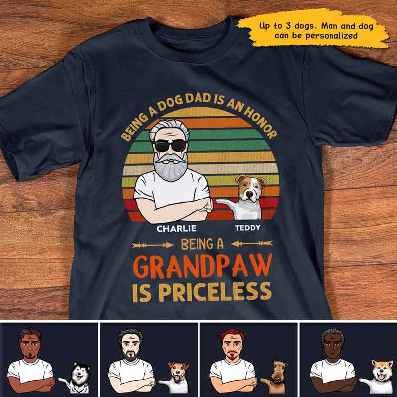 おじいちゃんであることは貴重な犬です パーソナライズされたシャツ