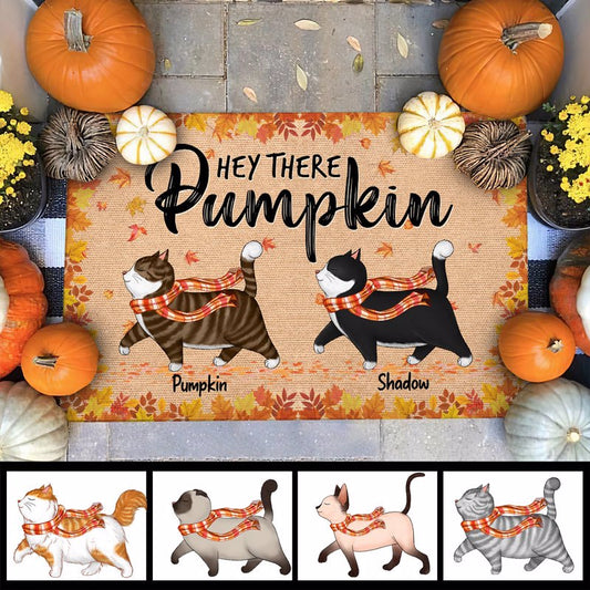 Fall Season Proud Walking Cats Personalized Doormat