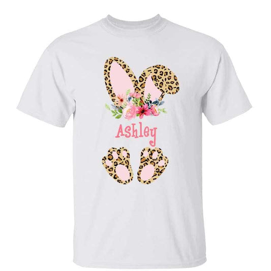 Easter Bunny Leopard Floral Name Personalized Shirt