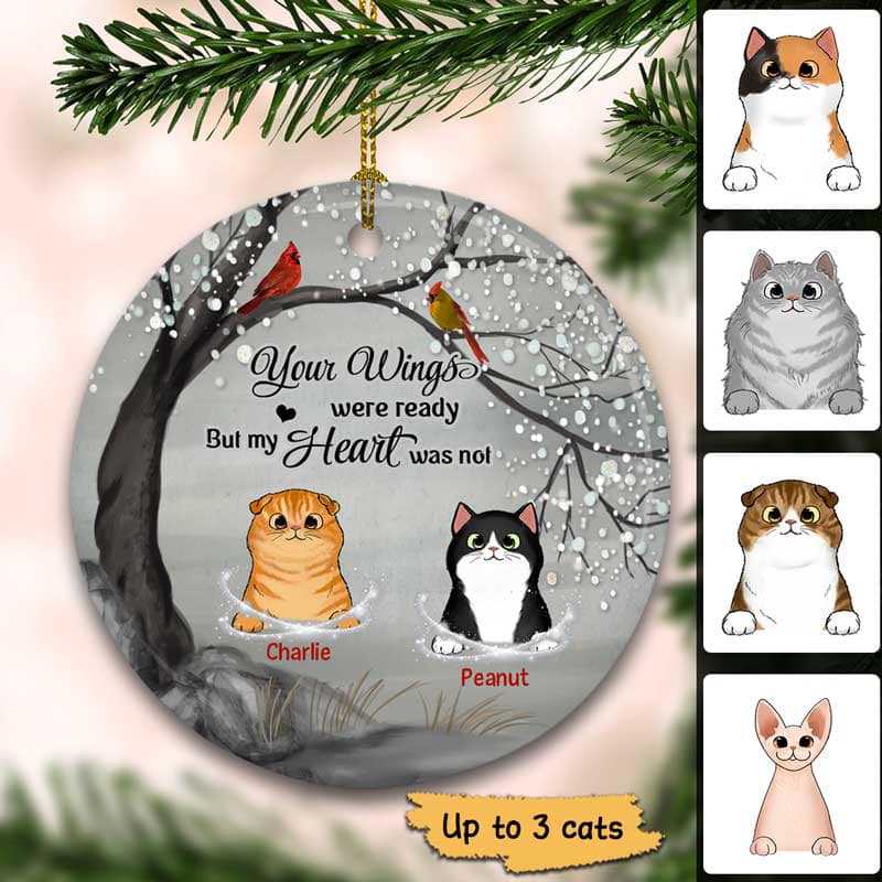 My Heart Not Ready Cats Memorial Personalized Circle Ornament