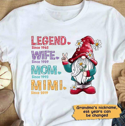 Doodle Pattern Legend Gnome Grandma Personalized Shirt