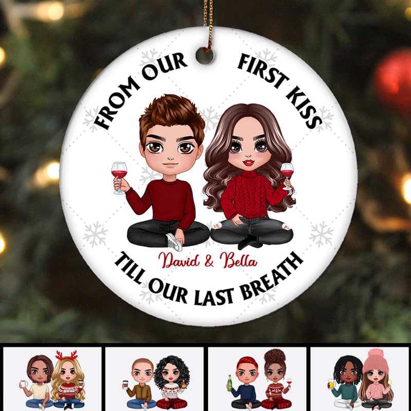 From Our First Love Till Our Last Breath Couple Personalized Circle Ornament