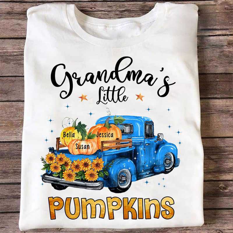 Grandma's Pumpkins ブルー カー パーソナライズ シャツ