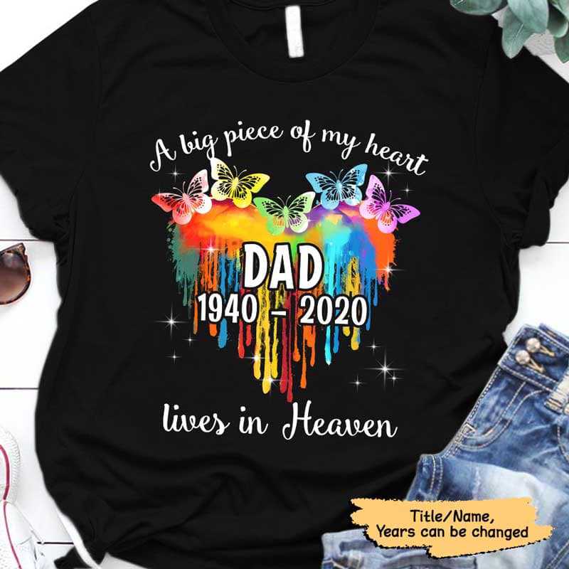 Colorful Butterfly Melting Heart Memorial Personalized Shirt