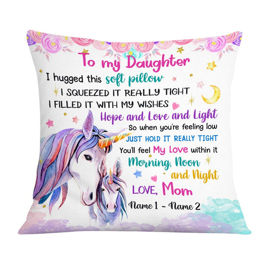 Personalized Mom Daughter Granddaughter Unicorn Pillow