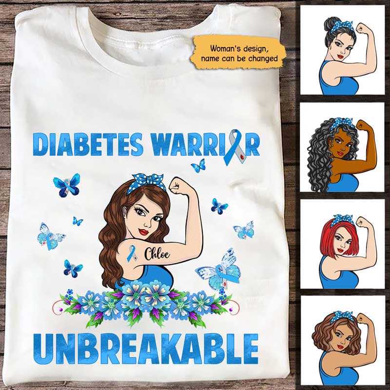 Strong Woman Diabetes Warrior Personalized Shirt (Light Color)