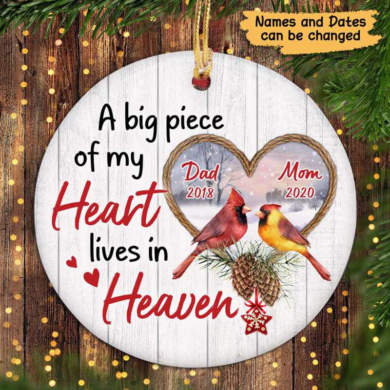 Cardinals Rope Wreath Memorial Personalized Circle Ornament