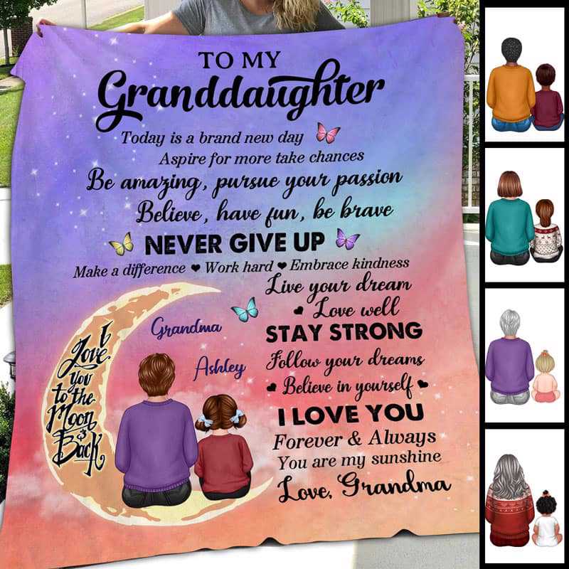 Grandma Grandkids Christmas Gift Personalized Fleece Blanket