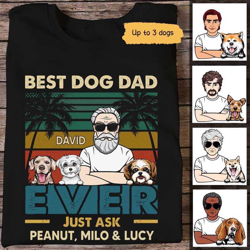 Best Dog Dad Ever Summer Old Young Man パーソナライズシャツ