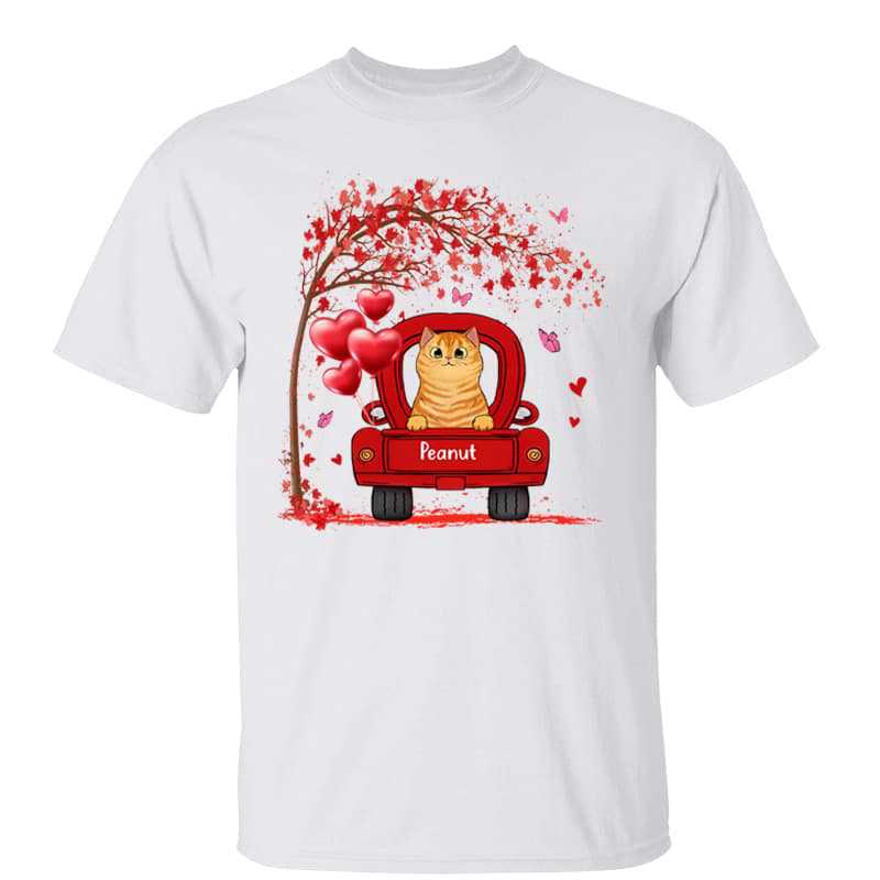 Fluffy Cats On Truck Under Tree Valentine‘s Day Gift For Her Personalized Shirt