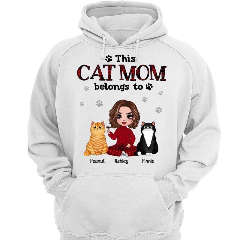 Cat Mom Belongs To Fluffy Cat Doll Girl Personalized Hoodie Sweatshirt