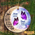 紫色の花の蝶の月の記念碑の個人化された円の装飾