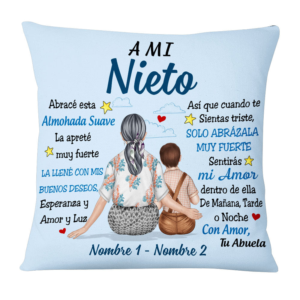 Personalized Mom Grandma To Grandson Granddaughter Spanish Mamá Abuela Hug This Pillow