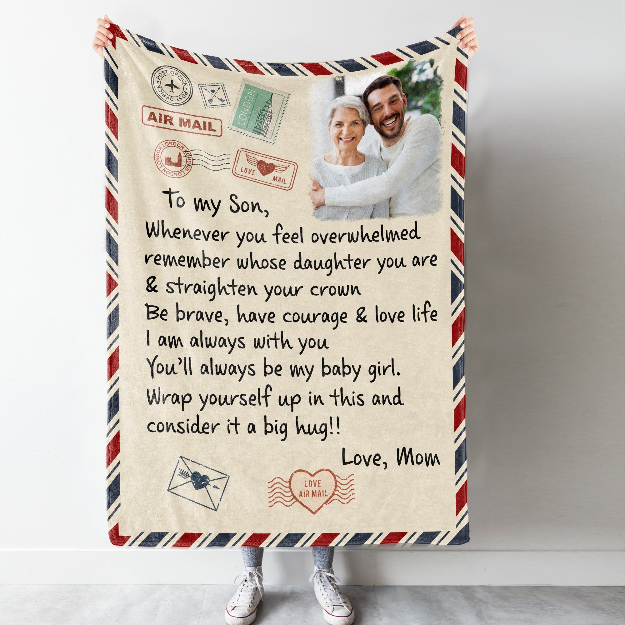 Mom Letter to Daughter Letter to Son Personalized Blanket with Photo Gift for Daughter Gift for Son