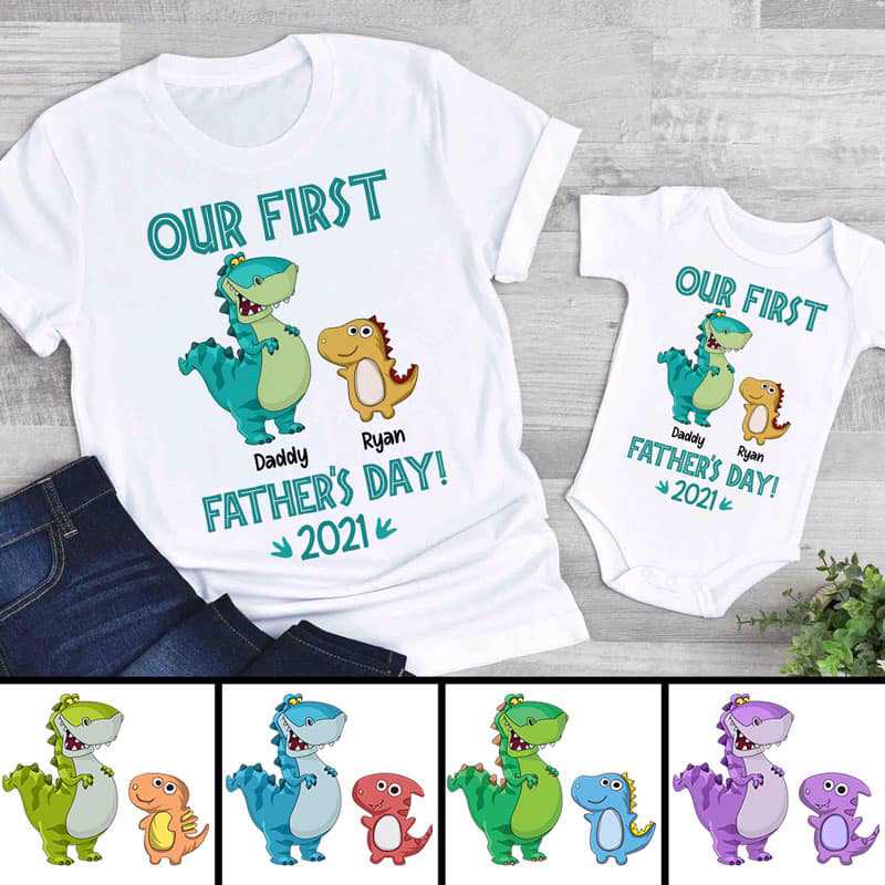First Father‘s Day Daddysaurus Personalized Shirt