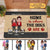 Doll Couple Standing Home Is Where The Dogs Are Personalized Doormat