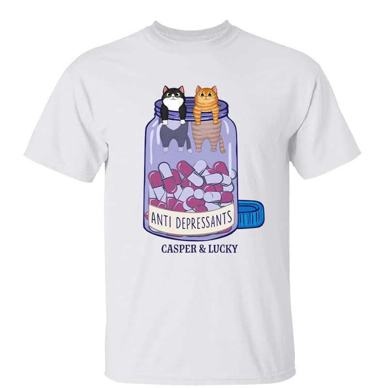 猫好きへのギフト ふわふわ猫 抗うつ剤 パーソナライズシャツ