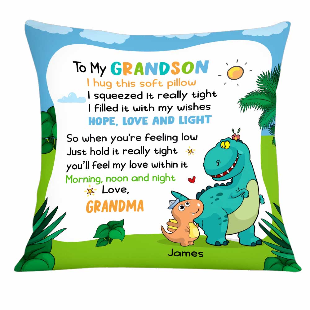 Personalized Dinosaur Grandson Granddaughter Pillow