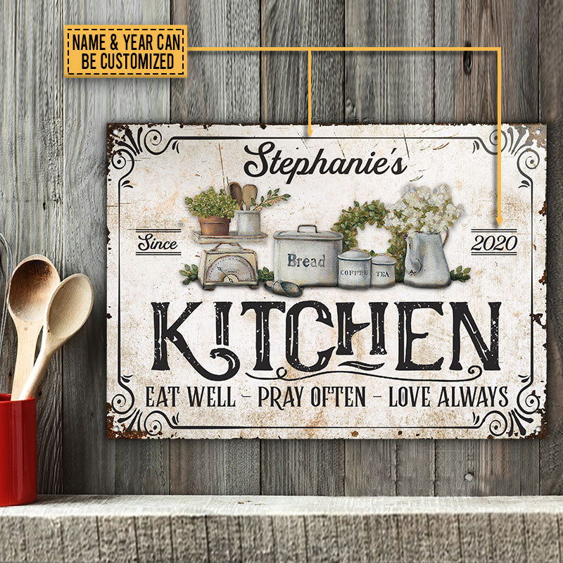 Personalized Farmhouse Kitchen Love Always Customized Classic Metal Signs