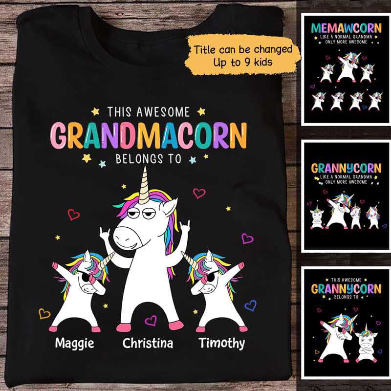 Awesome Grandmacorn Belongs To Kids Personalized Shirt