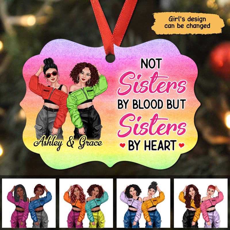 Cool Besties Colorful Personalized Christmas Ornament