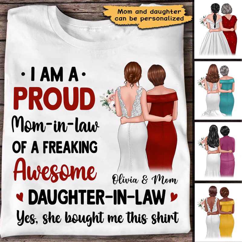 Proud Mom In Law Wedding Gift Personalized Shirt