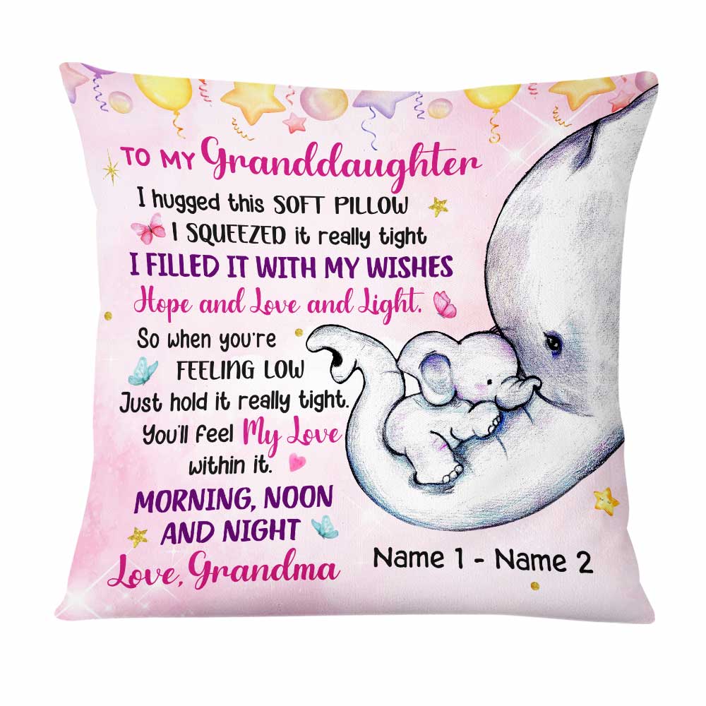 Personalized Elephant Mom Grandma Daughter Granddaughter Son Grandson Hug This Pillow