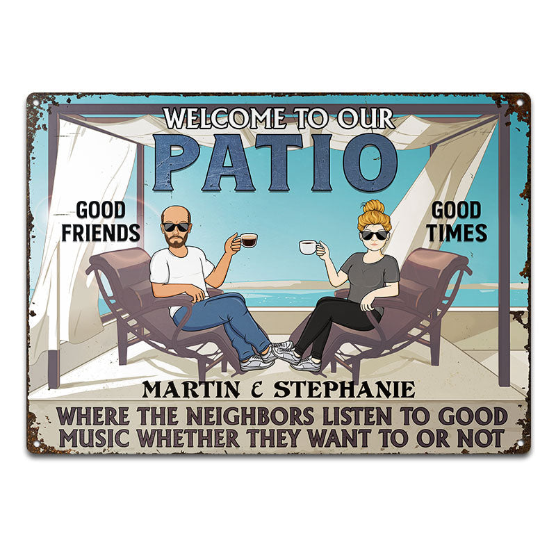 Listen To The Good Music Husband Wife - Decor Gift For Couples - Personalized Custom Classic Metal Signs