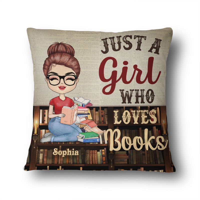 A Girl Who Loves Books Reading - Reading Gift - Personalized Custom Pillow