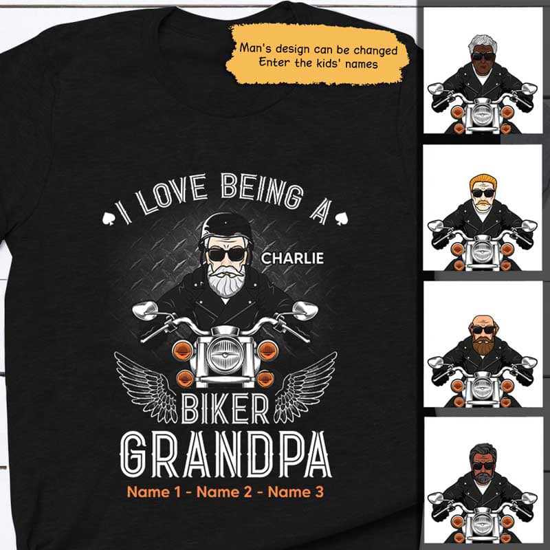 I Love Being A Biker Grandpa Personalized Shirt