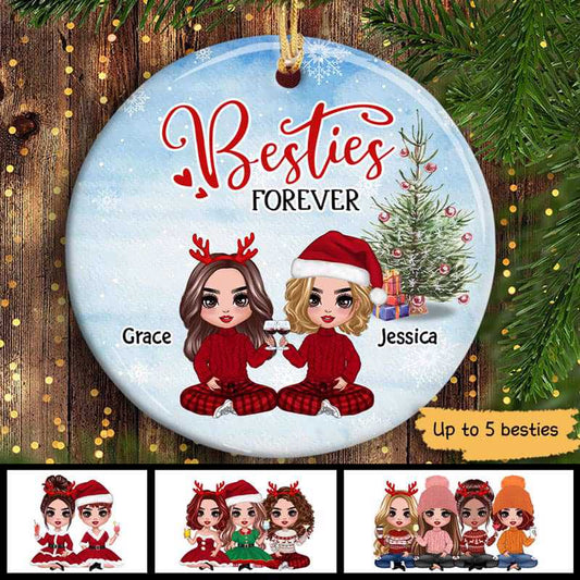 Besties No Greater Gift Doll Personalized Circle Ornament