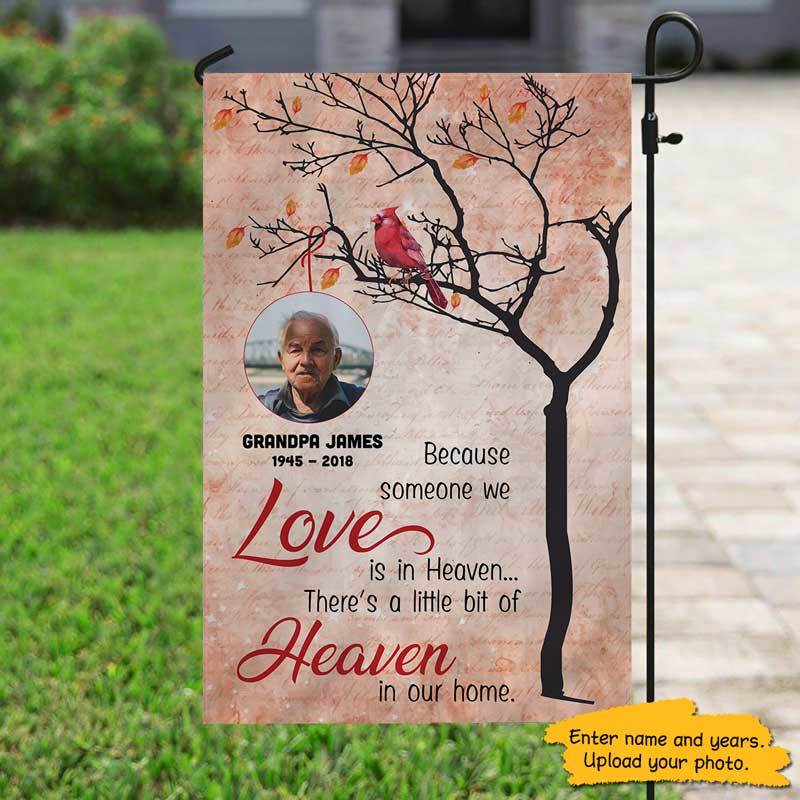 Someone We Love In Heaven Cardinal Memorial Photo Garden Flag