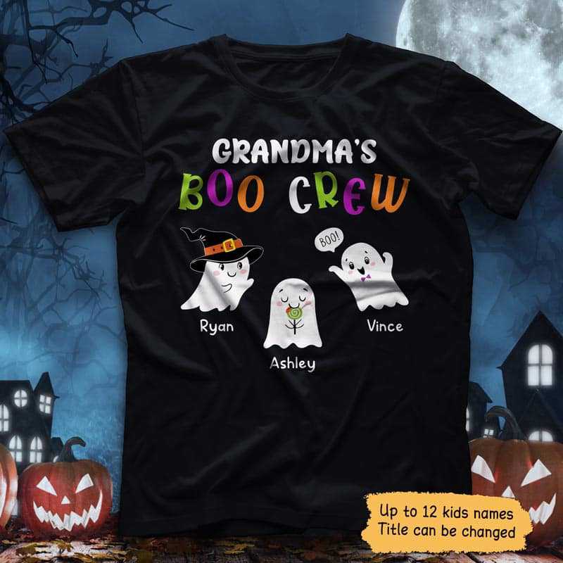 Halloween Grandma‘s Boo Crew Cute Ghost Personalized Shirt
