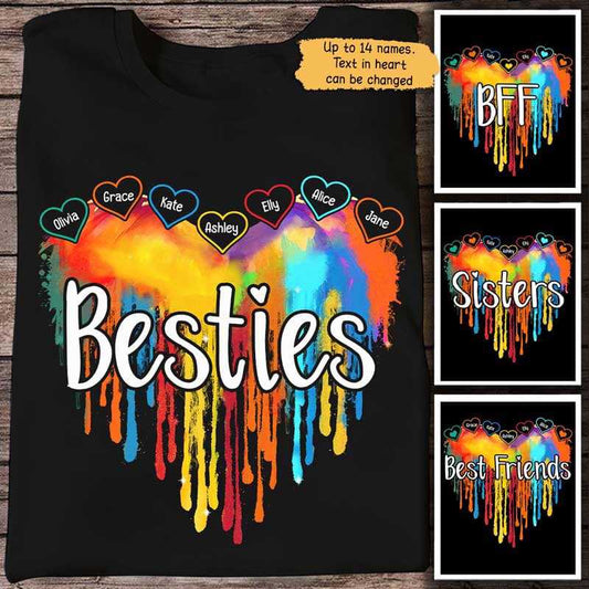 Besties Colorful Melting Heart Personalized Shirt