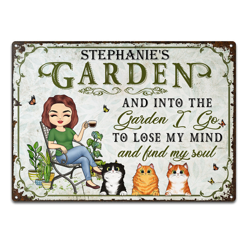 And Into The Garden I Go Gardening Cat Lovers - Garden Sign - Personalized Custom Classic Metal Signs