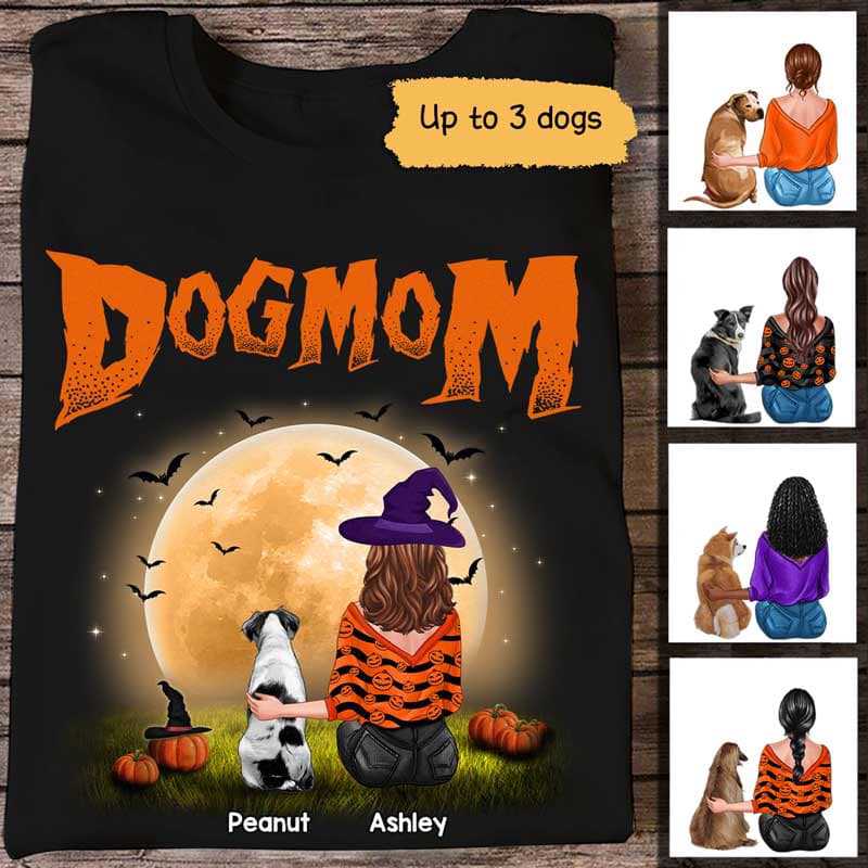 Dog Mom In Moonlight Halloween Personalized Shirt