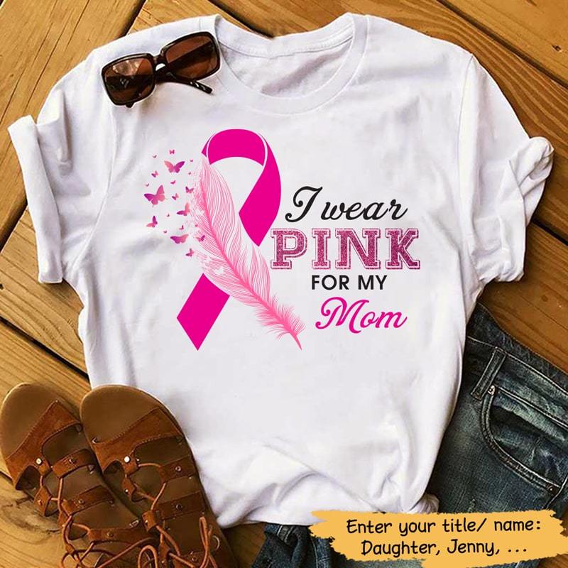Wear Pink Feather Breast Cancer Personalized Shirt