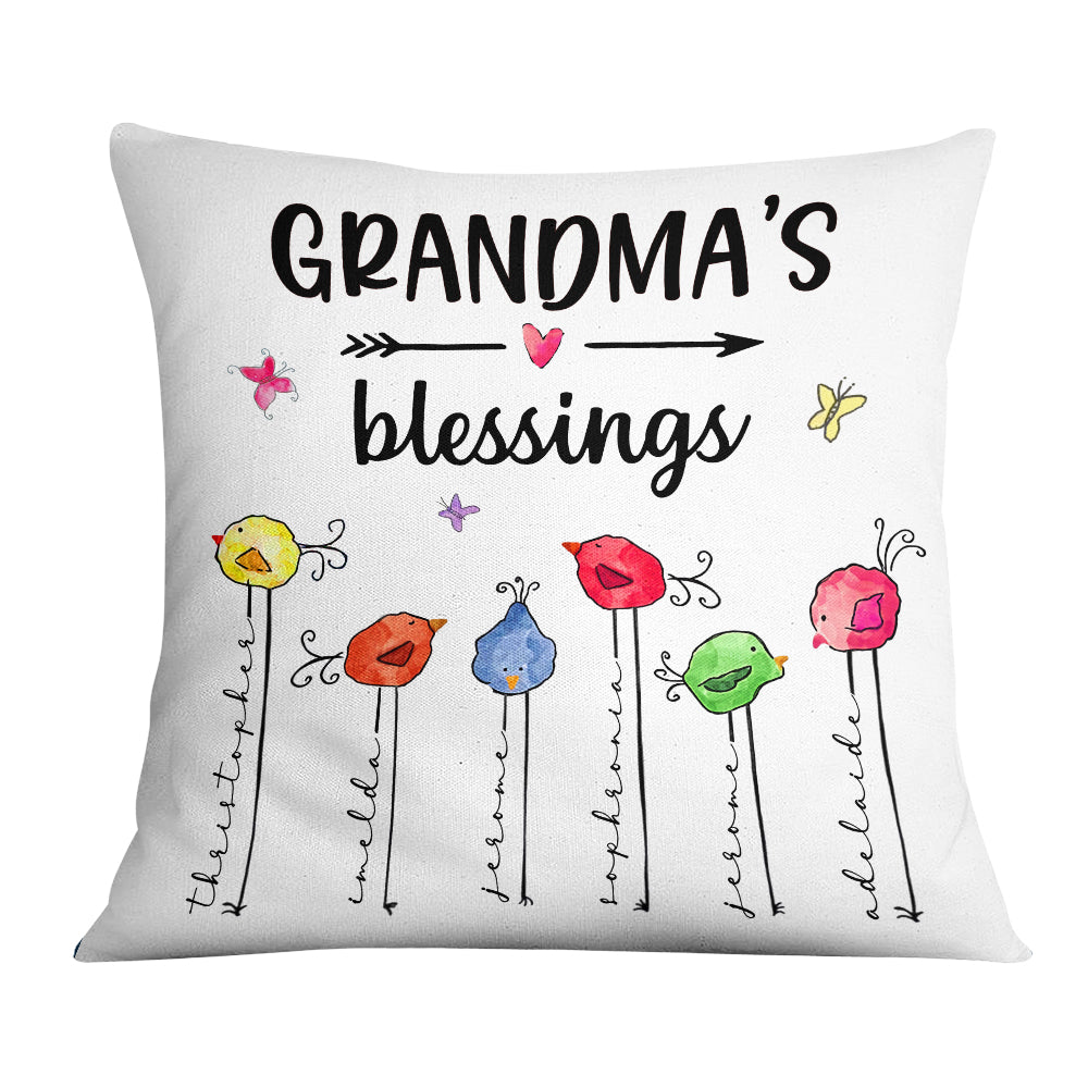 Personalized Grandma Mom Bird Tree Polyester Linen Pillow