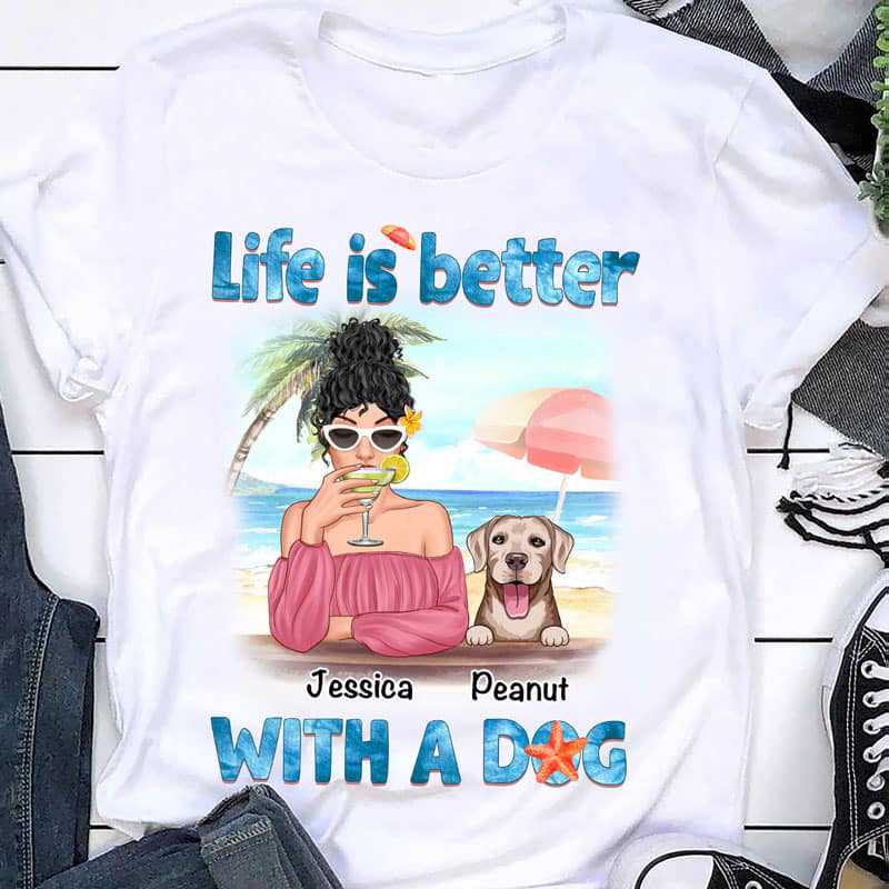 Better With Dogs サマーパターン パーソナライズシャツ