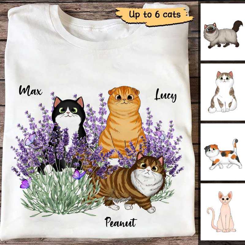 Lavender Fluffy Cat Personalized Shirt