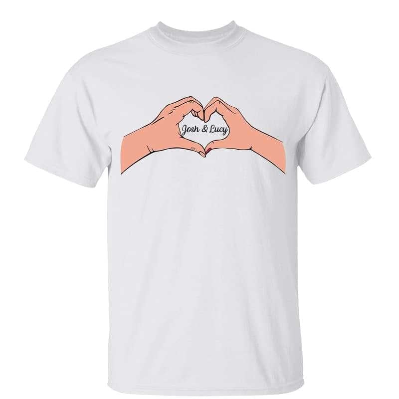 Couple Heart Hands Valentine‘s Day Gift for Him for Her Personalized Shirt