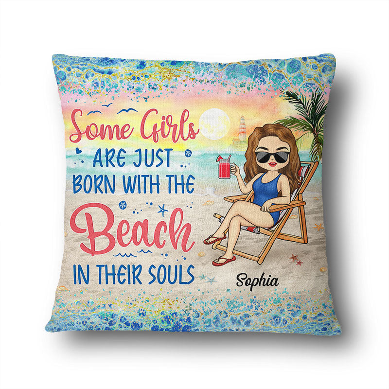一部の女の子は生まれたばかりで、魂の中にビーチがあります - パーソナライズされたカスタム枕