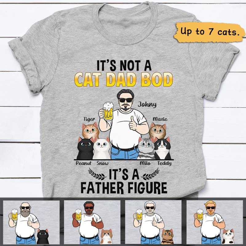 Cat Dad Bod Fluffy Cat Personalized Shirt