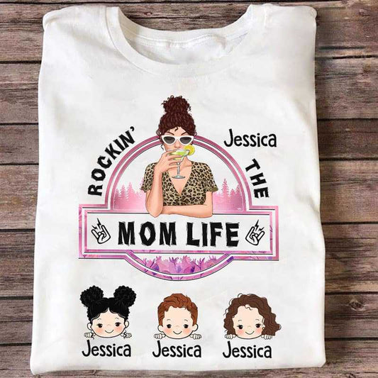 Rockin‘ The Mom Life Mom And Kids Personalized Shirt